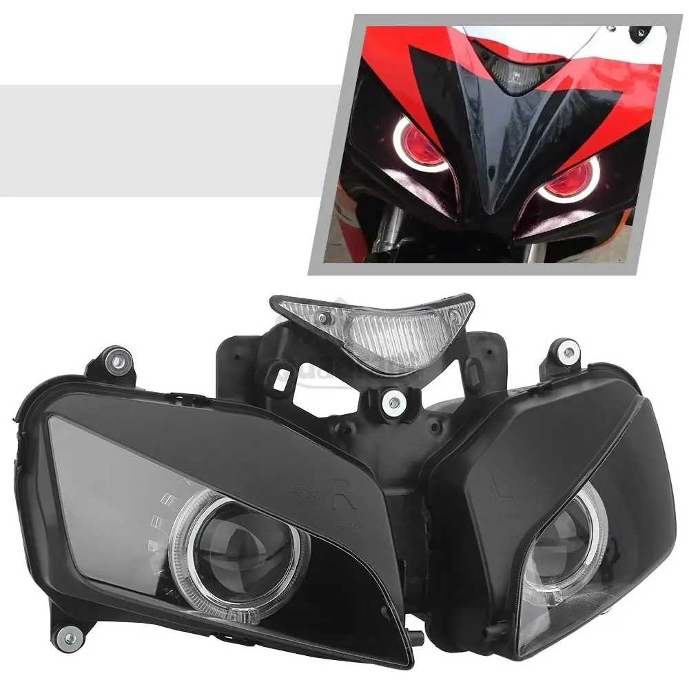 

Motorcycle Accessory Headlight Fully Assembled Headlight LED Double Angel eye White+Blue For Honda CBR1000RR 2004 2005 2006 2007