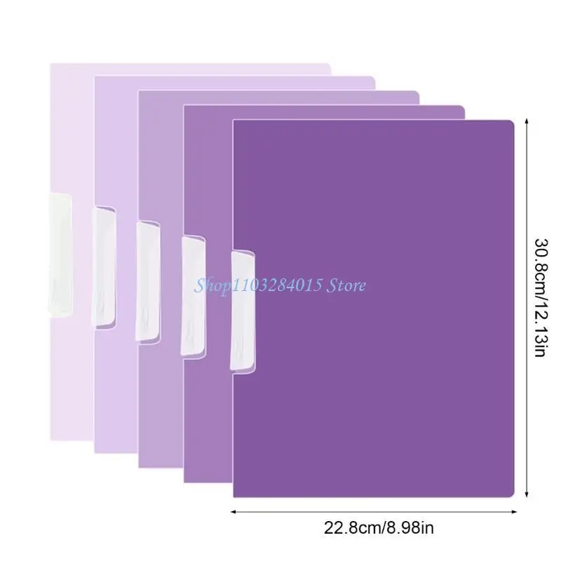 R6FF 5PCS Plastic Binder Paper Protector Protectors مع فتحة جانبية ، و 50 ورقة من مجلدات ملفات ملف #6