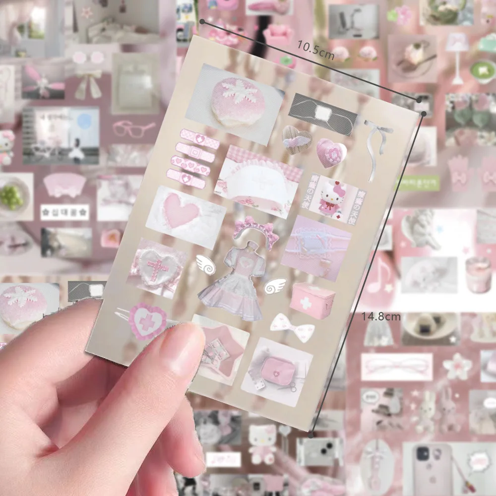 8 قطع من ملصقات السلسلة الوردية على الطراز الإضافي - شارات أحمر الخدود الناعمة لكتب اليد والمجلات وحافظات الهاتف LanLanStickersWorld Store #6