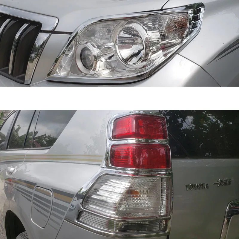 Chrome front Rear Tail Light Lamp Cover Trim For Toyota Land Cruiser Prado LC150 2010-2013 Styling Accessories Car Decoration