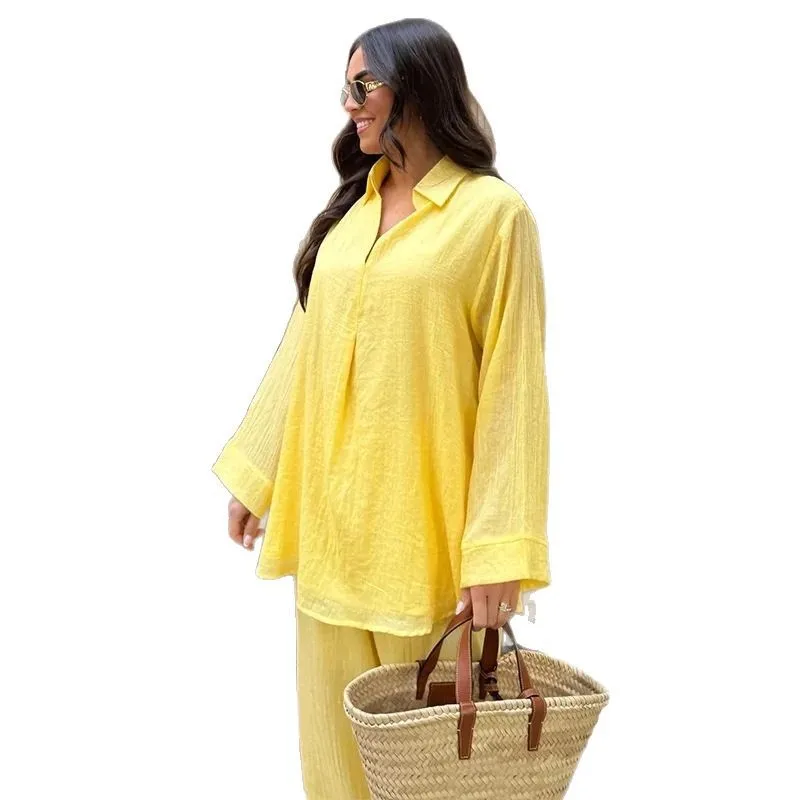 Dameskleding Broeksets Damespak 2023 Nieuw Damespak met V-hals Modieus Temperament Woon-werkverkeer Shirt Tweedelige set Dames