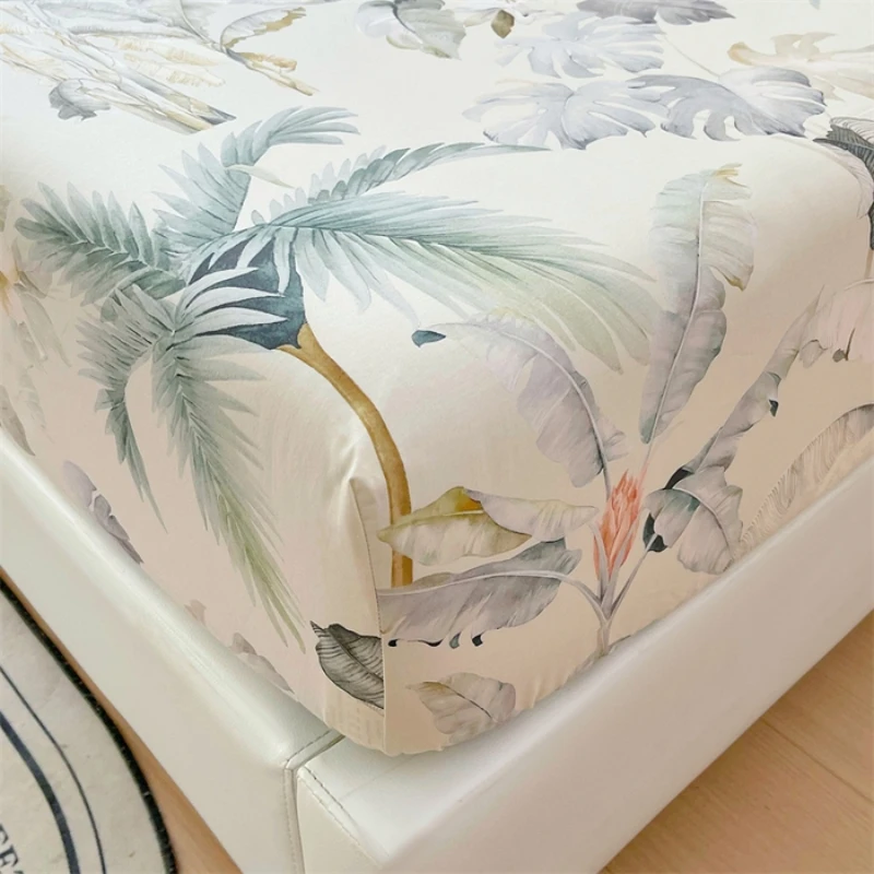 2025 New 13376 Cotton Active Printing Bed Hat Skin-friendly Breathable Mattress Cover with Elastic Bedspread 90x200 120x200