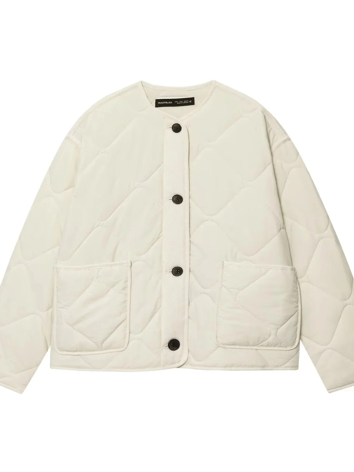 

Женское хлопковое пальто свободного кроя с круглым вырезом, на одной пуговице, прямого силуэта, с большими карманами, ветрозащитное, с ромбовидным узором, для повседневной носки