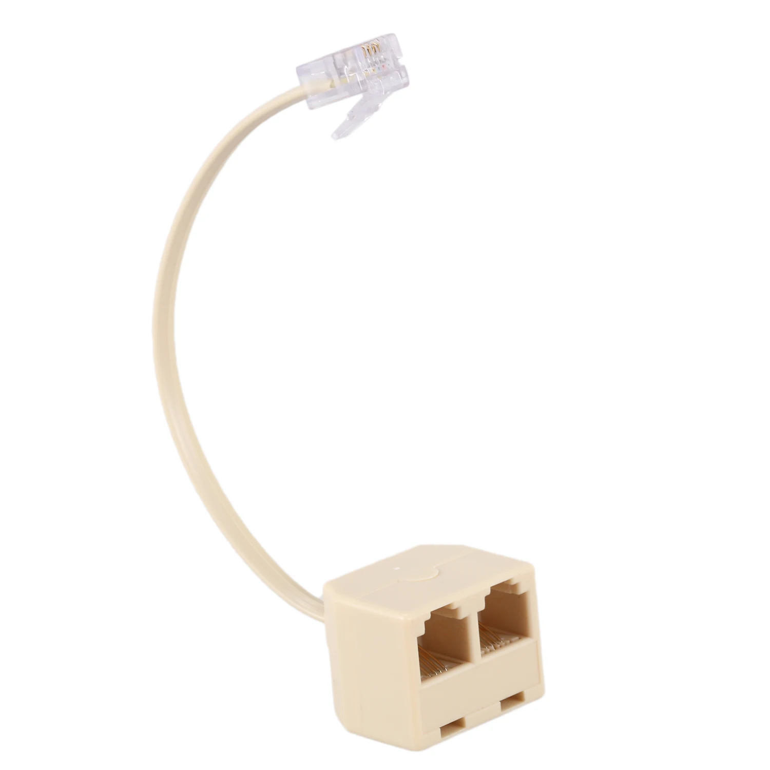 Unique! RJ11 6P4C 2 Way Outlet Telephone Jack Line Splitter Adapter Beige