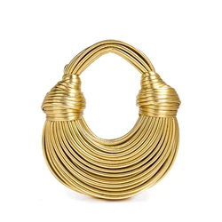 New High Quality Handbags Trendy Luxury Evening Gown Bags Purses Women Gold Noodle Knot Design Dinner Wedding Party Clutch Bag