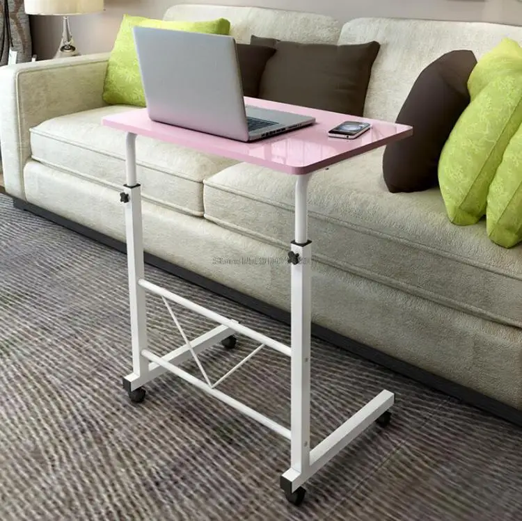 Computer Laptop Desk Height Adjustable Wooden Laptop Table Computer Standing Desk with Wheels
