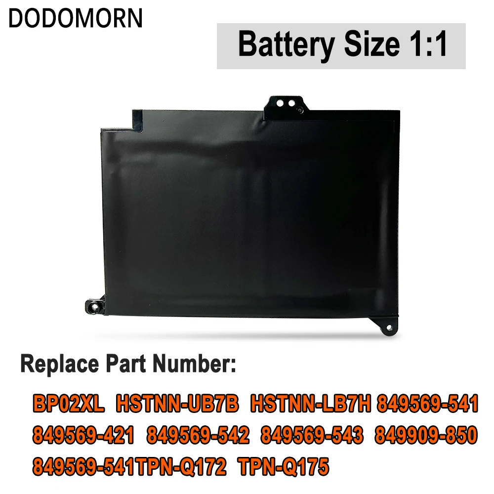 DODOMORN New BP02XL Laptop Battery For HP Pavilion PC 15 15-AU Series TPN-Q172 TPN-Q175 HSTNN-UB7B HSTNN-LB7H In Stock