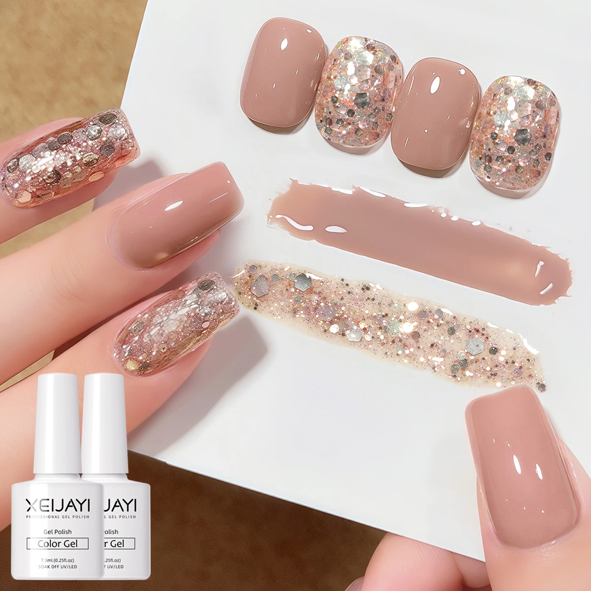 XEIJAYI ليتل الأبيض زجاجة الحلوى الترتر 2 قطعة X148 X194--تجمل الأشعة فوق البنفسجية LED جيل للأظافر Led جيل للأظافر ملصقات الأظافر تصميم الديكور #1