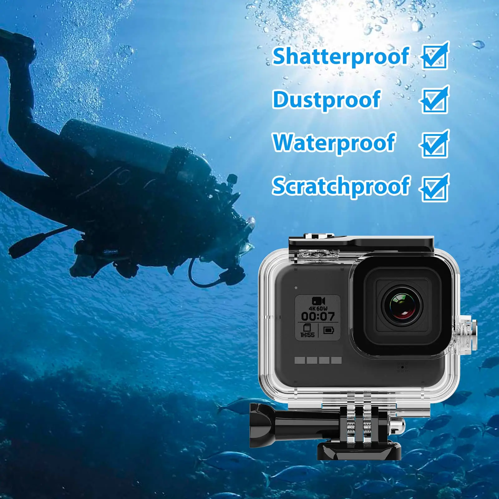 For GoPro Hero 8 Waterproof Case Diving Underwater Housing Cover For Go Pro 8 Black Case Shell Filter Action Camera Accessory