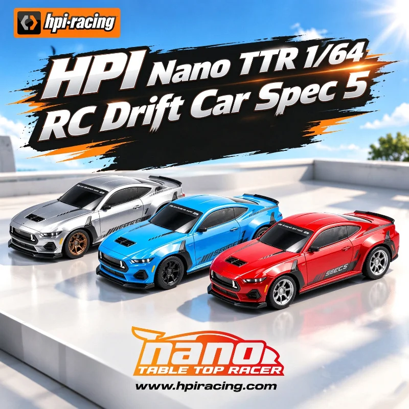 New HPI Nano TTR 1/64 Mini Spec 5 Remote Control High-speed Drift Car Simulation Mustang Electric Desktop 2WD RC Model With LED