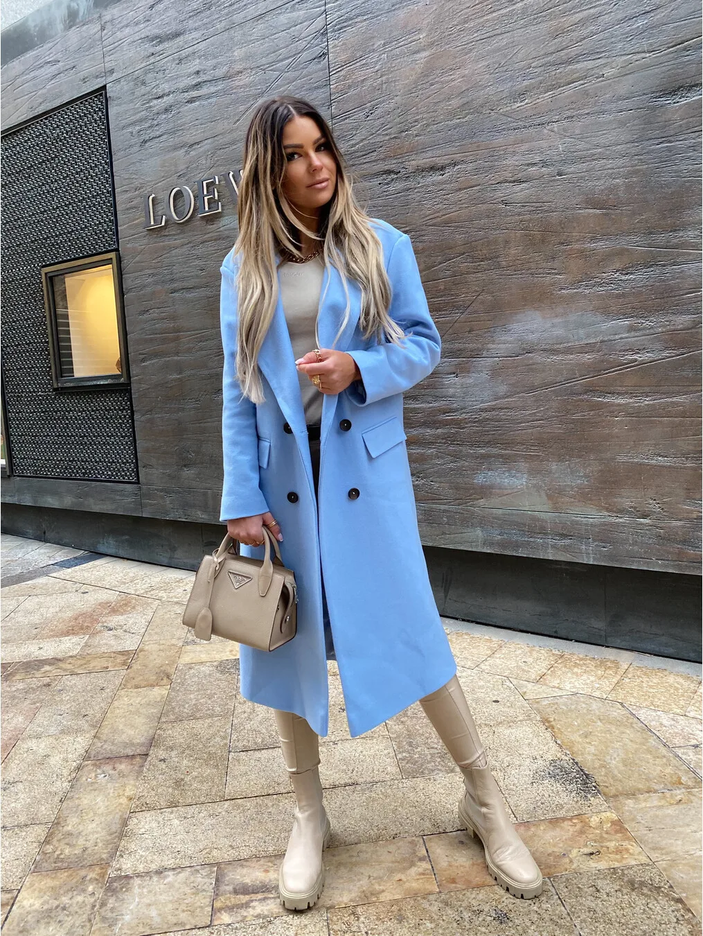 Damen Doppelreihiger Langer Trenchcoat mit Revers Elegante Herbst-Winter-Oberbekleidung – Detail 3