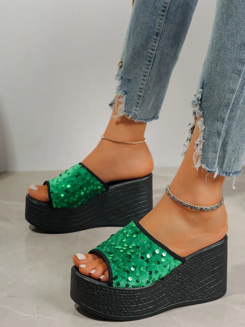 New Women's Pumps Round Toe High Heel Shoes for Women Slip-on Shallow Slides Open Toe Wedges Woamn Shoes Outdoor Platform Heels