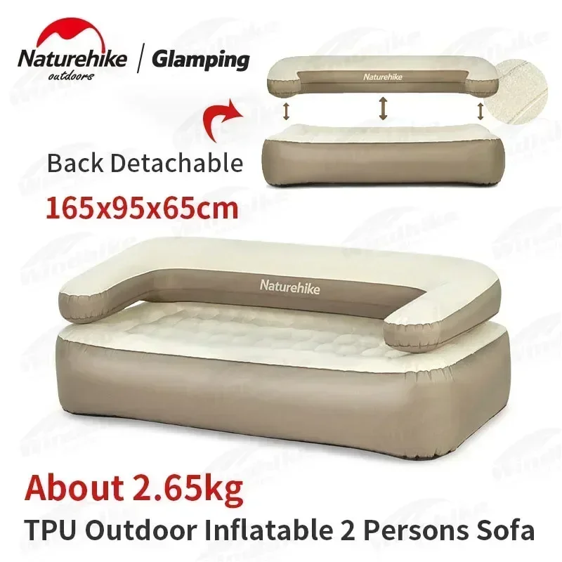 Naturehike 2 In 1 Air Sofa Inflatable Double Bed Outdoor Camping Mat  Chair Sleeping Mattress 35cm Thickness Ultralight Portable