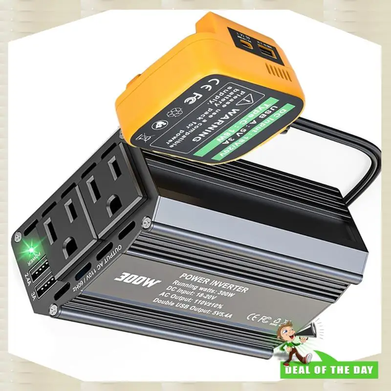 

24-Hour Delivery For Battery Inverter 300W Power Inverter DC Charger Adapter With 2 AC Outlets& 2 USB Ports 20V To 110V F