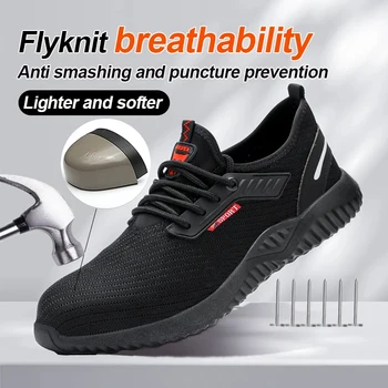 Zapatos de seguridad para hombre, calzado de trabajo antigolpes de acero, tenis, prueba de pulido ligero, zapatos indestructibles, envío directo