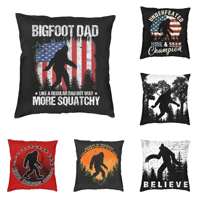 Personalized Hide And Seek Pillow Case Home Decorative 3D Two Side Printed Funny Bigfoot American Flag Cushion Cover for Sofa