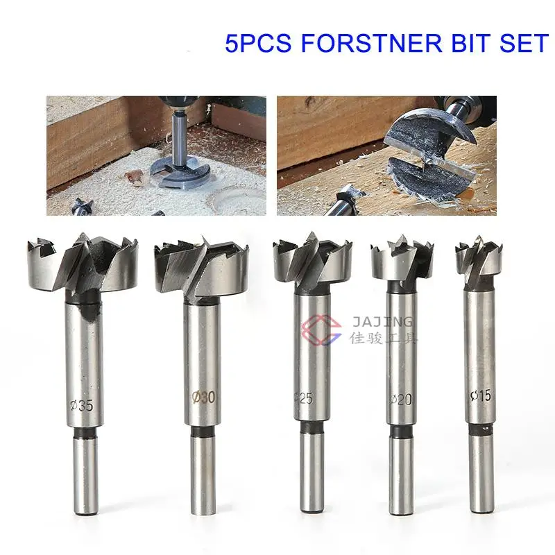 

5pcs set 15-35mm Multi-tooth Forstner Woodworking tools Hole Saw Hinge Boring drill bits Round Shank High Carbon Steel Cutter