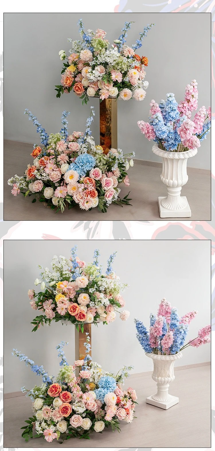 Künstliche Blumenreihe für Hochzeitsgang, Blumenarrangement, Kunstblumenball, Hintergrunddekoration, Bühnen- und Veranstaltungsdekoration für Verlobungsfeiern – Detail 8
