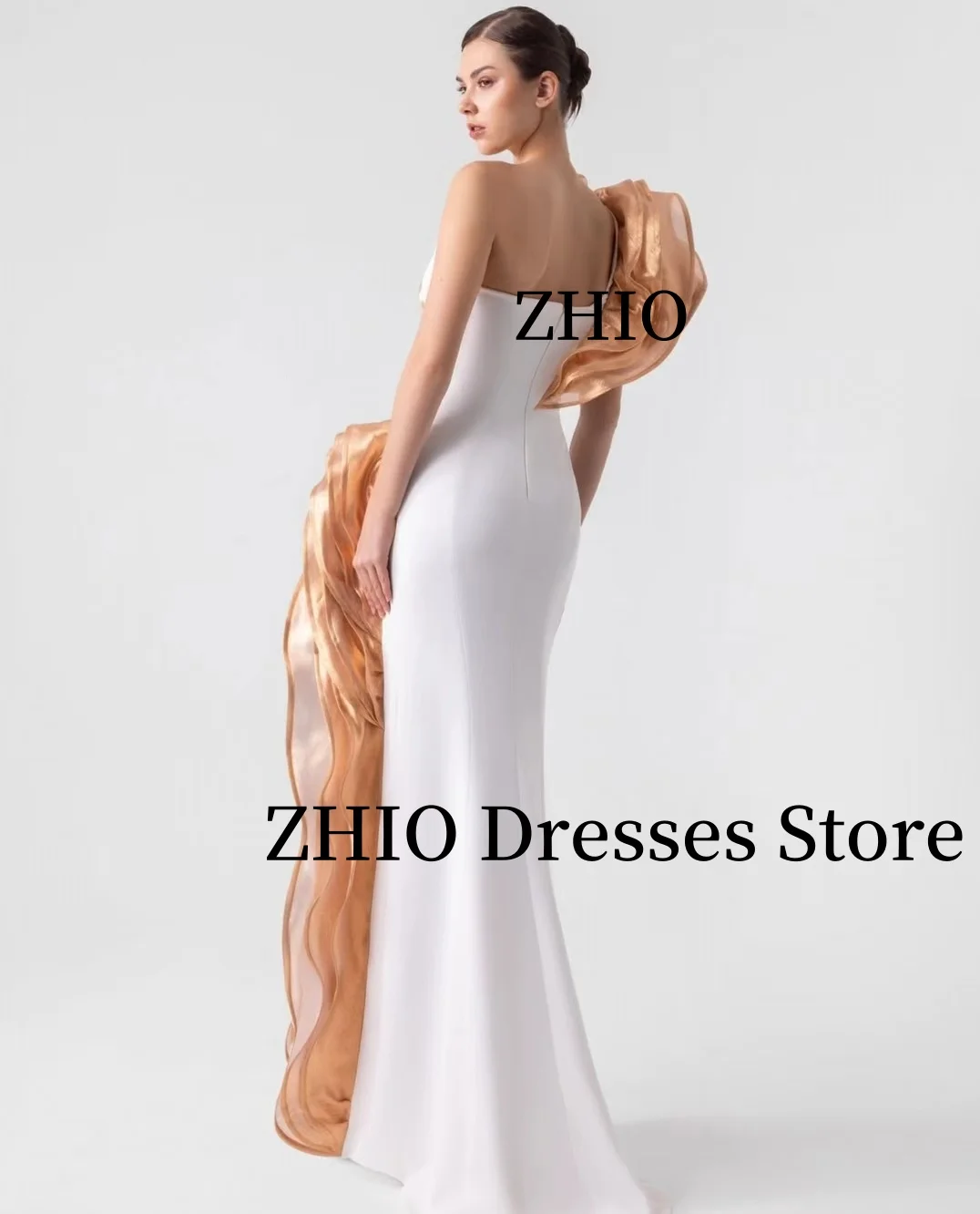 ZHIO فساتين سهرة بطيات متباينة بكتف واحد حورية البحر أنابيب جانبية فتحة عالية فستان رسمي للحفلات العربية السعودية مخصص