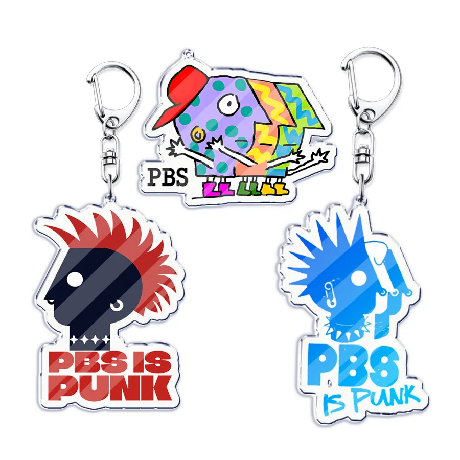 لطيف الكرتون Pbs هو فاسق الاكريليك سلاسل المفاتيح حلقة على الوجهين مفتاح سلسلة مجوهرات لعبة مروحة الحب الهدايا