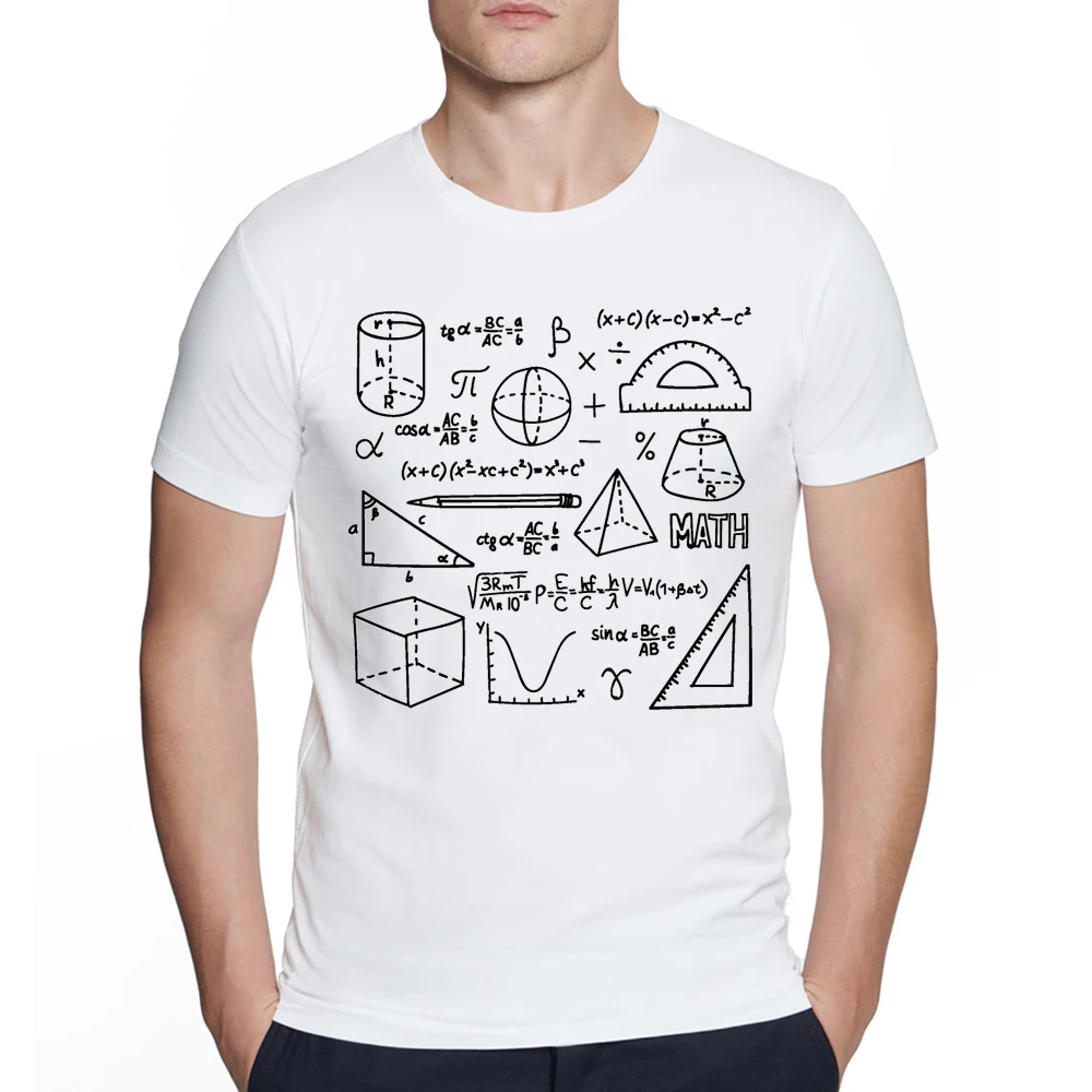 Summer Fashion short sleeve Mathematical geometry printed men Tshirt o-neck street style cool funny T-shirt