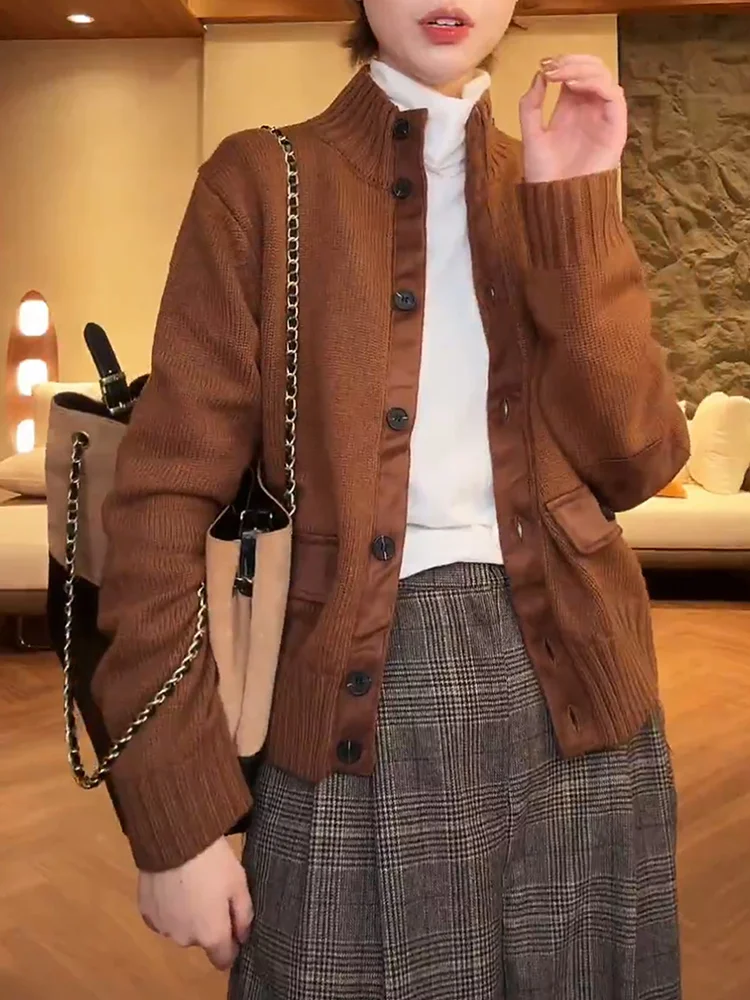 

Корейский винтажный свитер-топ в стиле V-образного выреза, модный, крупного размера, вязаный, универсальный, осенний, новинка, женская одежда...