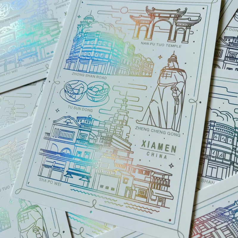 Customized. Hot Stamping Cotton Paper Postcard Customization Tourist Attractions, Landmarks, Cultural and Embossed