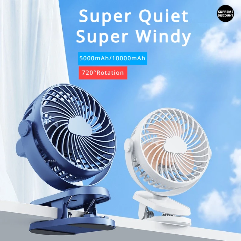 USB Rechargeable Table Fan Clip-on Type Portable Mini Desk Fan 360 Degree Rotation Adjustable Clip-on Fan For Student Dormitory