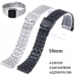 18mm Stainless Steel Watch Band for F-91W SGW400 F91W F84 F105 108 A158W 168 AE1200 1300 Women Men Bracelet Metal Straps