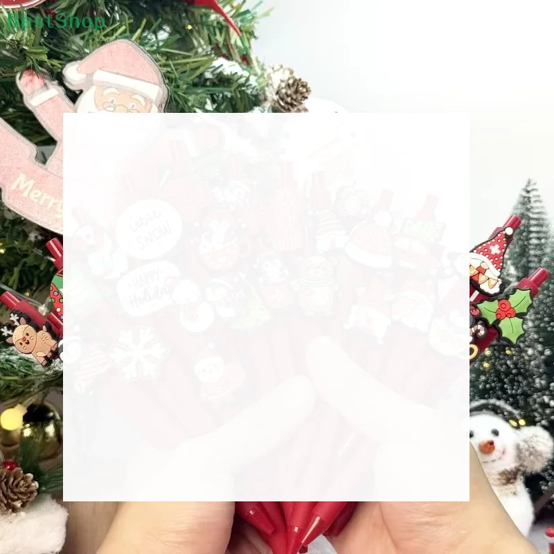 

10 Pcs Red Series Christmas Pens Fan-Shaped Ballpoint Pens Santa Claus Gift Pens Gifts For Christmas Lovers