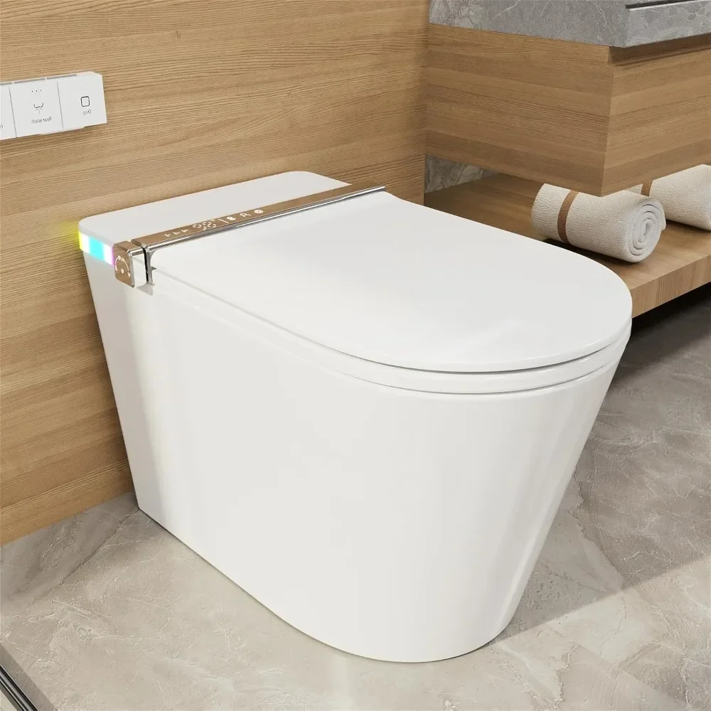 Smart Toilet,Heated Seat,Dryer, Ambient Light,User Memory Mode1.32GPF Flush Power,LED Display,Side Control Knob &Wireless Remote