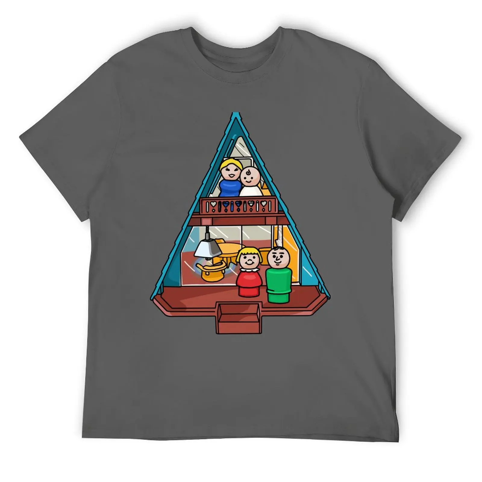 Little People Family In Their A-Frame House T-Shirt plus size tops graphic t shirts mens champion t shirts