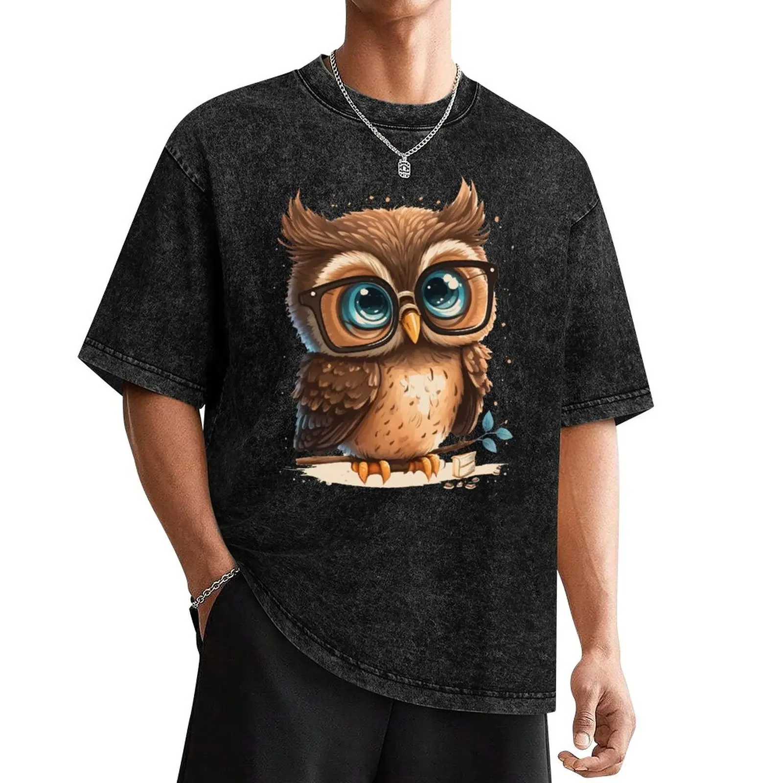 Cute Owl, cute and uplifting art of owl T-Shirt anime vintage clothes boys whites graphics mens big and tall t shirts