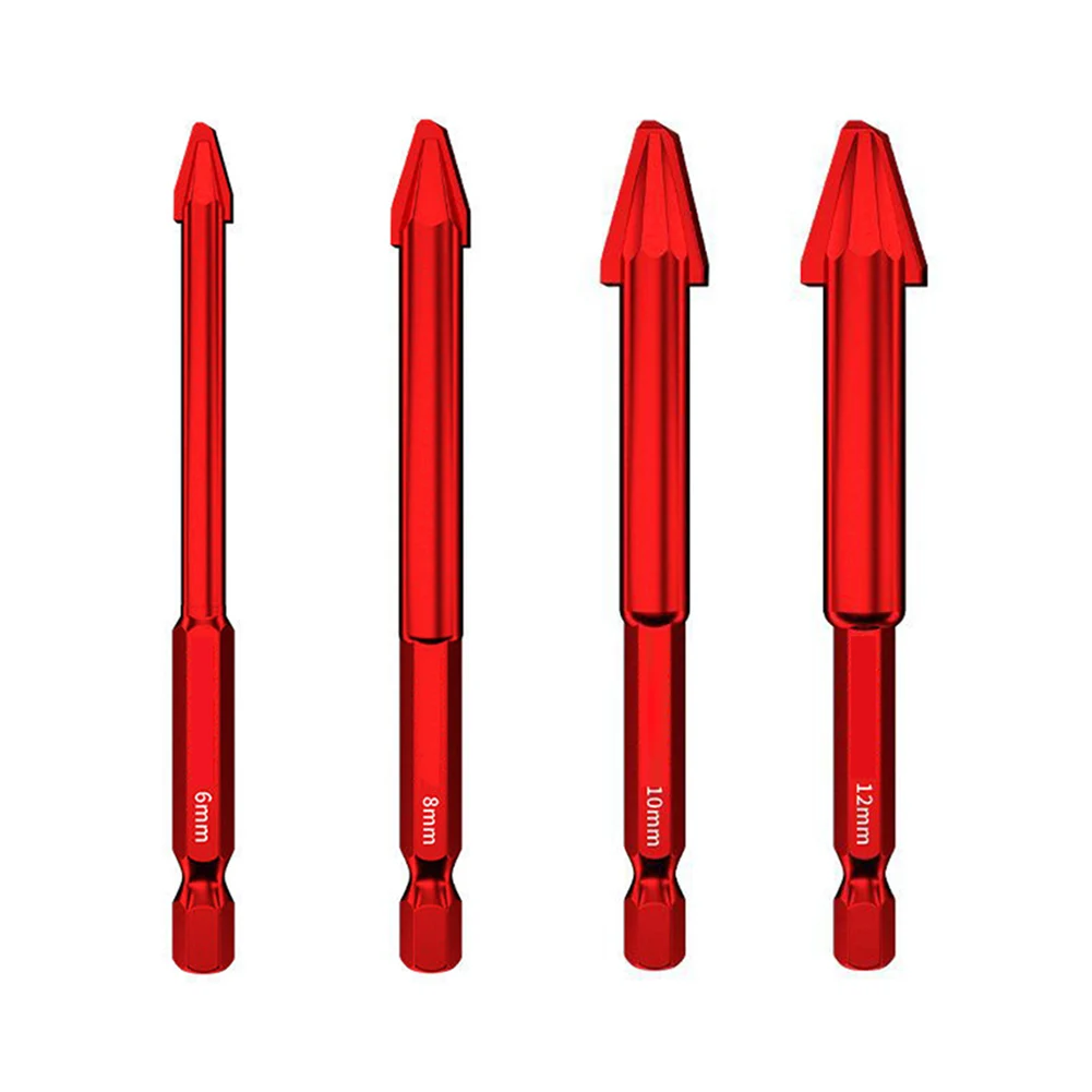 Broca excéntrica de 1/4 Uds., 6-12mm, perforación de azulejos de vidrio, losa de roca, broca triangular, vástago hexagonal para perforación de cerámica, plástico y madera