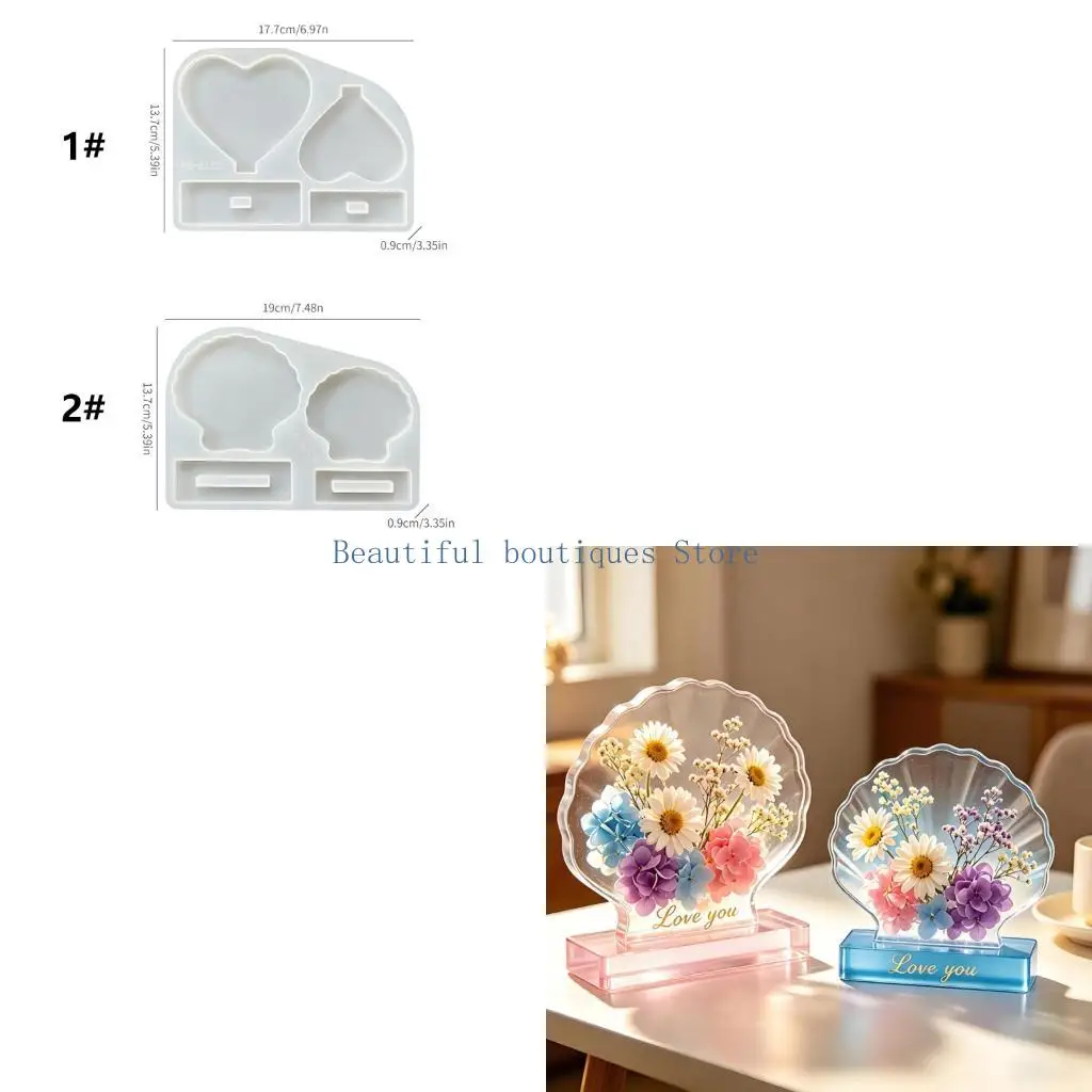 U4LF Sturdy Silicone Mould For Crafting Personalize Shell Photo Frames