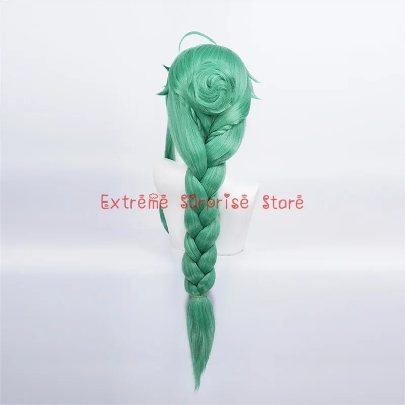 Genshin Impact Baizhu Cosplay Wig Pre-Braided Ponytail Heat Resistant Synthetic Wigs Baizhu Cosplay Glasses Prop MS18372