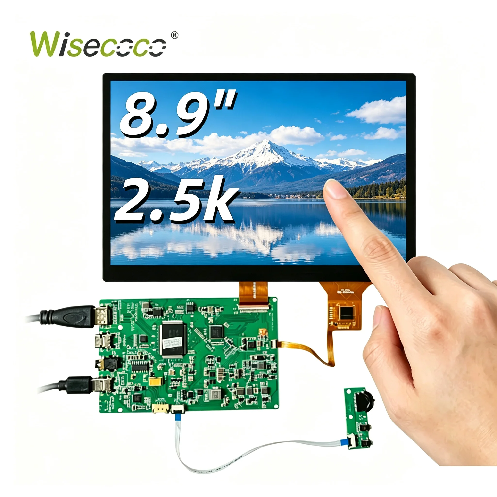 Wisecoco 8.9 Inch IPS TouchScreen Module 2560×1600 2.5K with MIPI Driver Board Type-C for Raspberry Pi DIY Portable Monitor