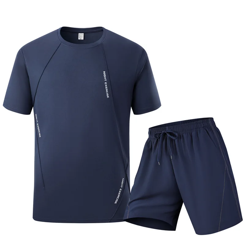 Men's Summer Sports Set Quick Dry T-Shirt and Shorts 2 Piece Running Gym Fitness Tracksuit Breathable Athletic Activewear view 6