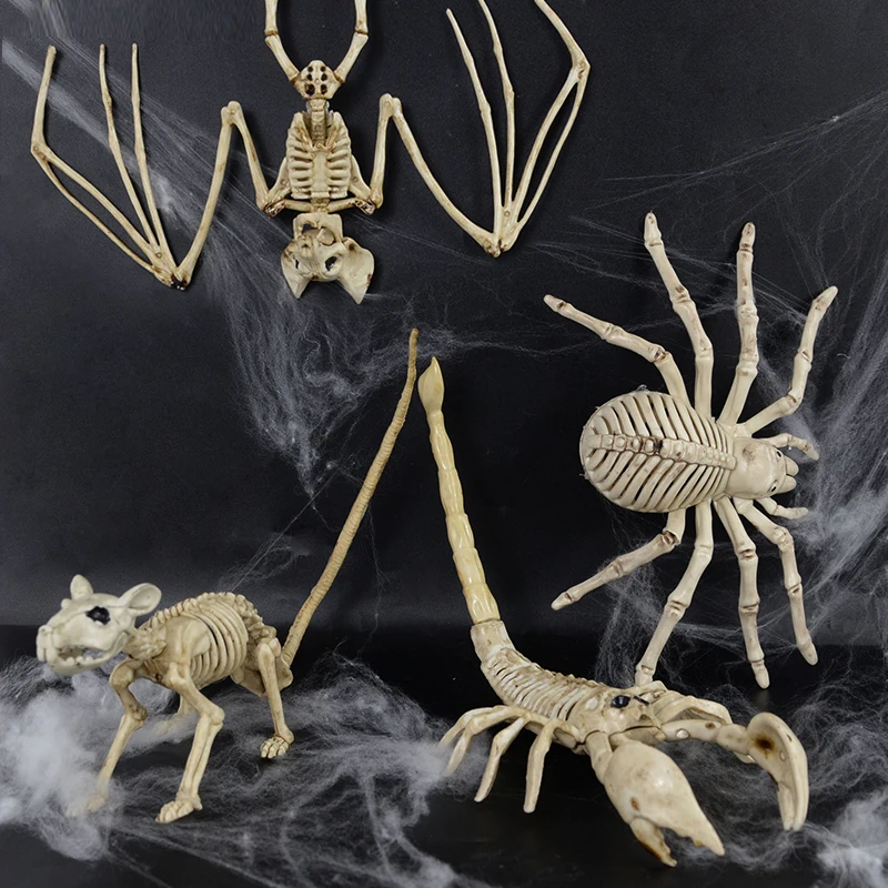 

Halloween Decoration Mouse Scorpion Spider Bat Skeleton Horror Animal Bone Props For Halloween Creepy Party Haunted House Decor