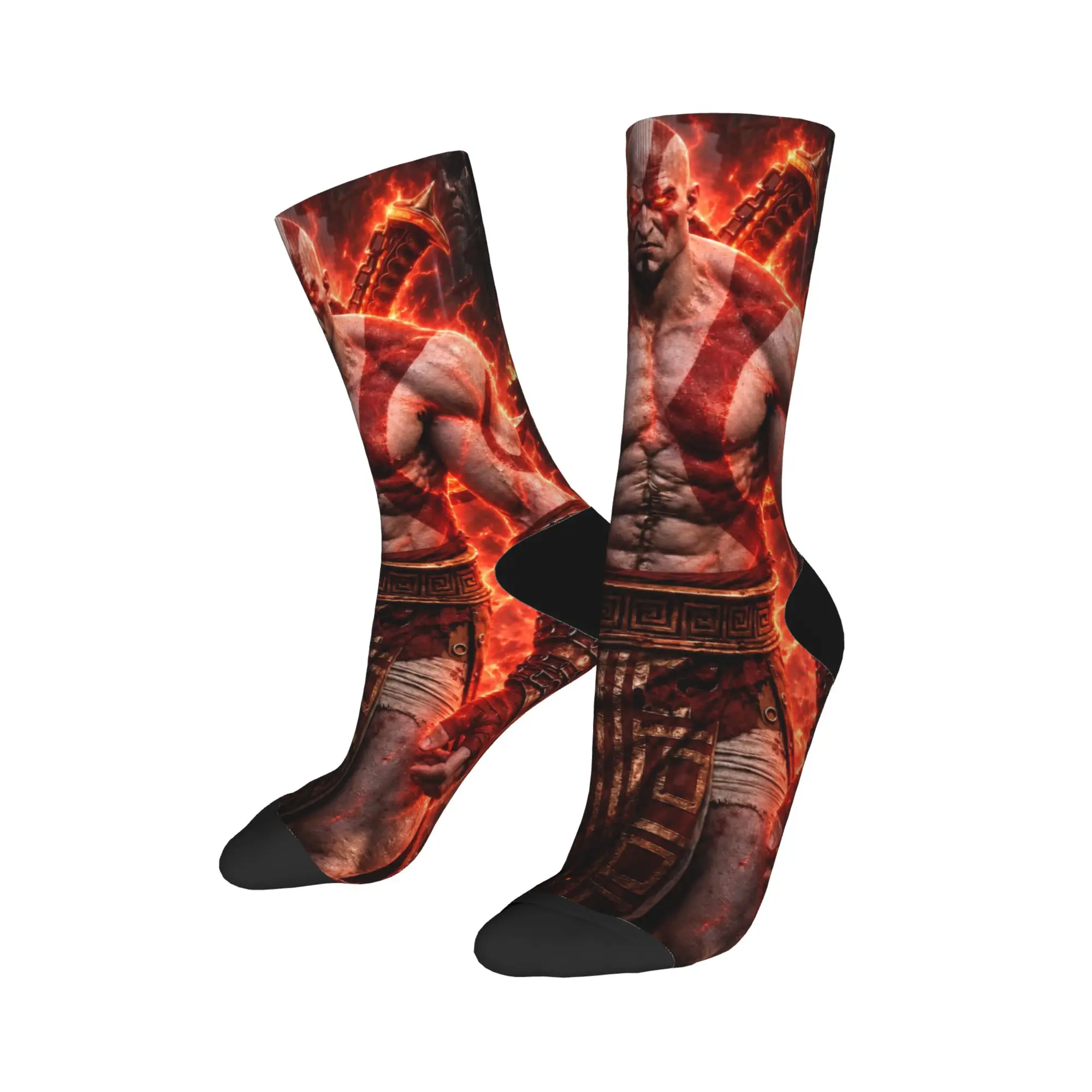 Kratos Socks God  War Games Pattern Stockings Anti Skid Women Men Socks Breathable Spring Modern Skateboard Socks