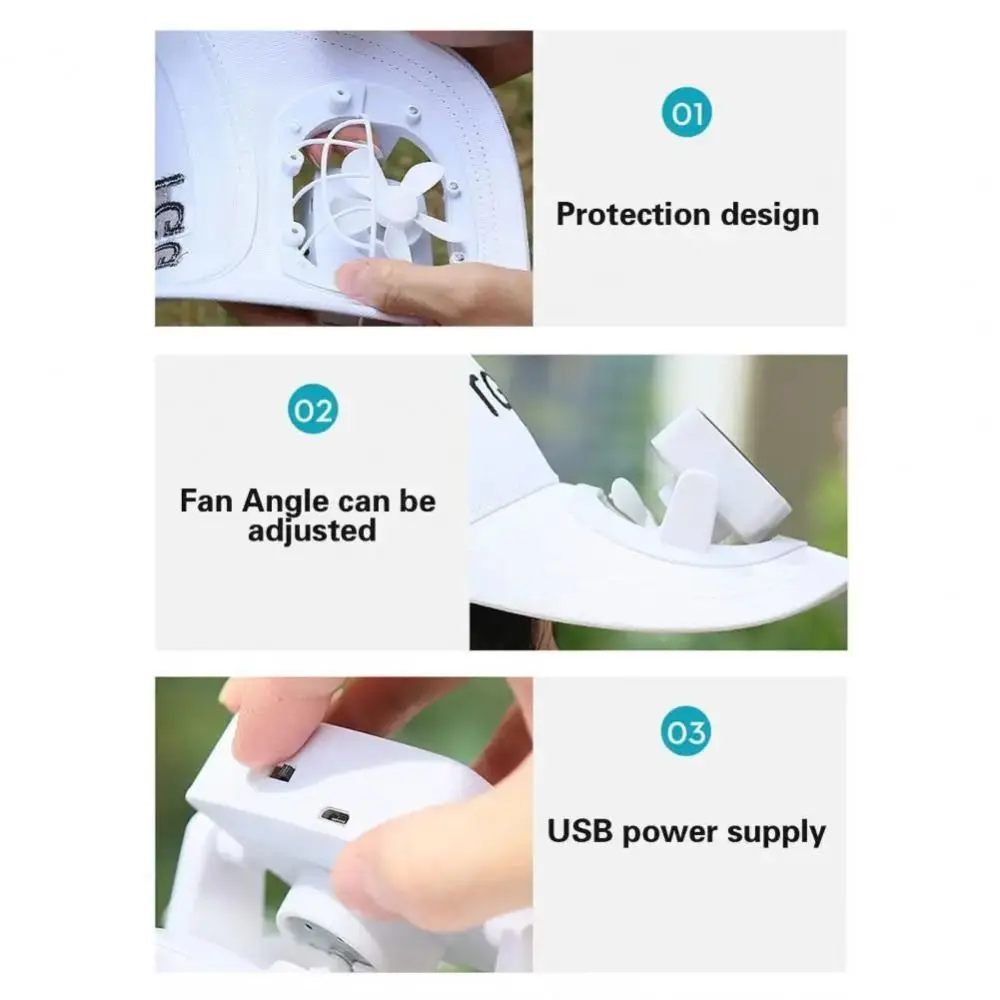 New USB Charging Fan Sunhat with Cooling Fan Strong Wind Fan Baseball Hat Long Brim Solar Charging Sun Protection Cap Outdoor