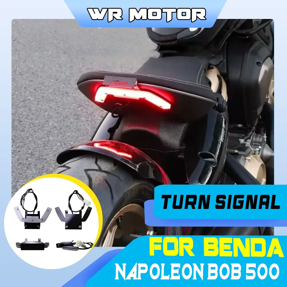 Motorbike Dynamic Flowing Rear Lamp Turn Signal Side Mount License Frame Mod Accessories Fit BENDA Napoleon Bob 500