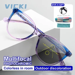 VICKI photochrommicprogressive occhiali da lettura donna Anti Blue Light Hyperopia lenti da vista Multifocus occhiali PFD2134