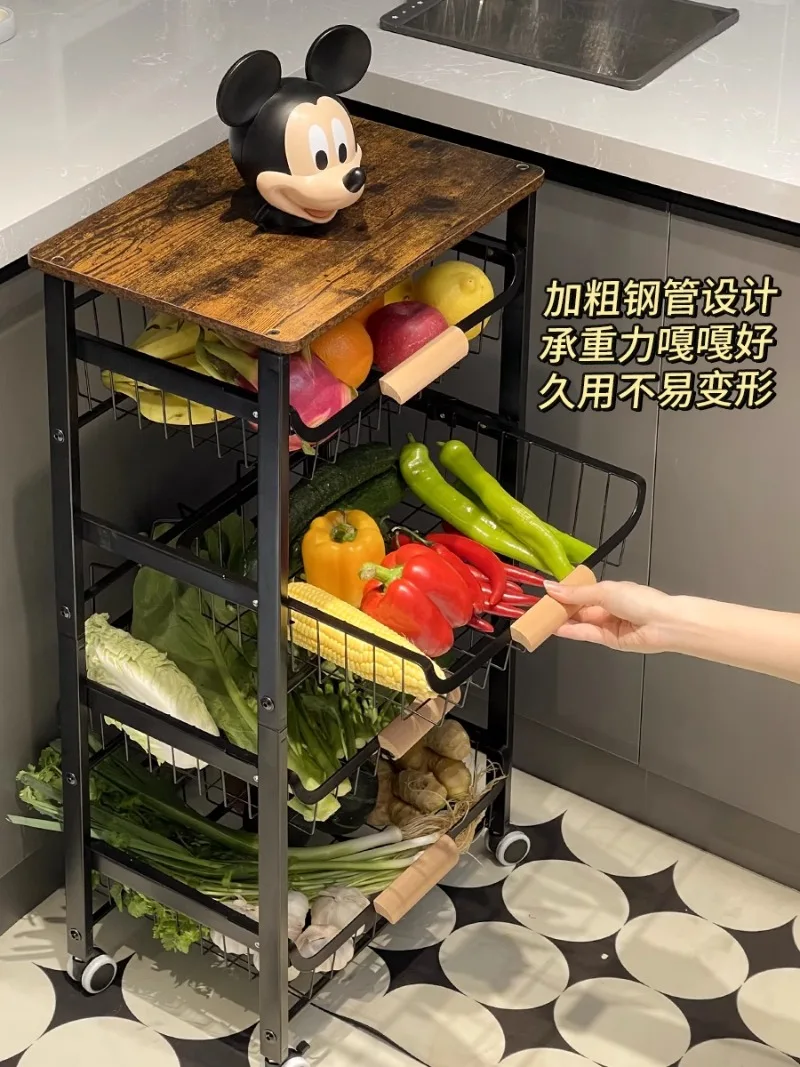 Kitchen Floor Multi-layer Trolley Fruit and Vegetable Storage Corner Can Be Moved To Prepare Food Storage Rack