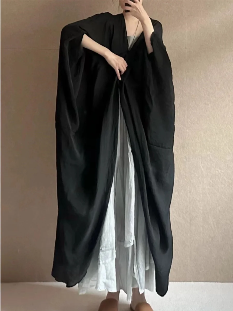 Plus Size Damen Sommer Dünne Farbe Batwing Sve Offene Strickjacke Lange Lose auf Sle Sonnenschutz Oberbekleidung