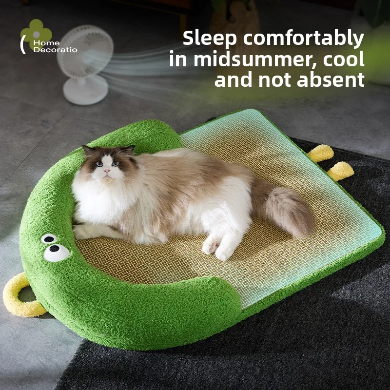 

Embroidery Big-eyed Cute Pet Mat Cat Nest Summer Mat Dog Nest Sleeping Kennel Summer Cat Cold Pad Pet Supplies Accesorios
