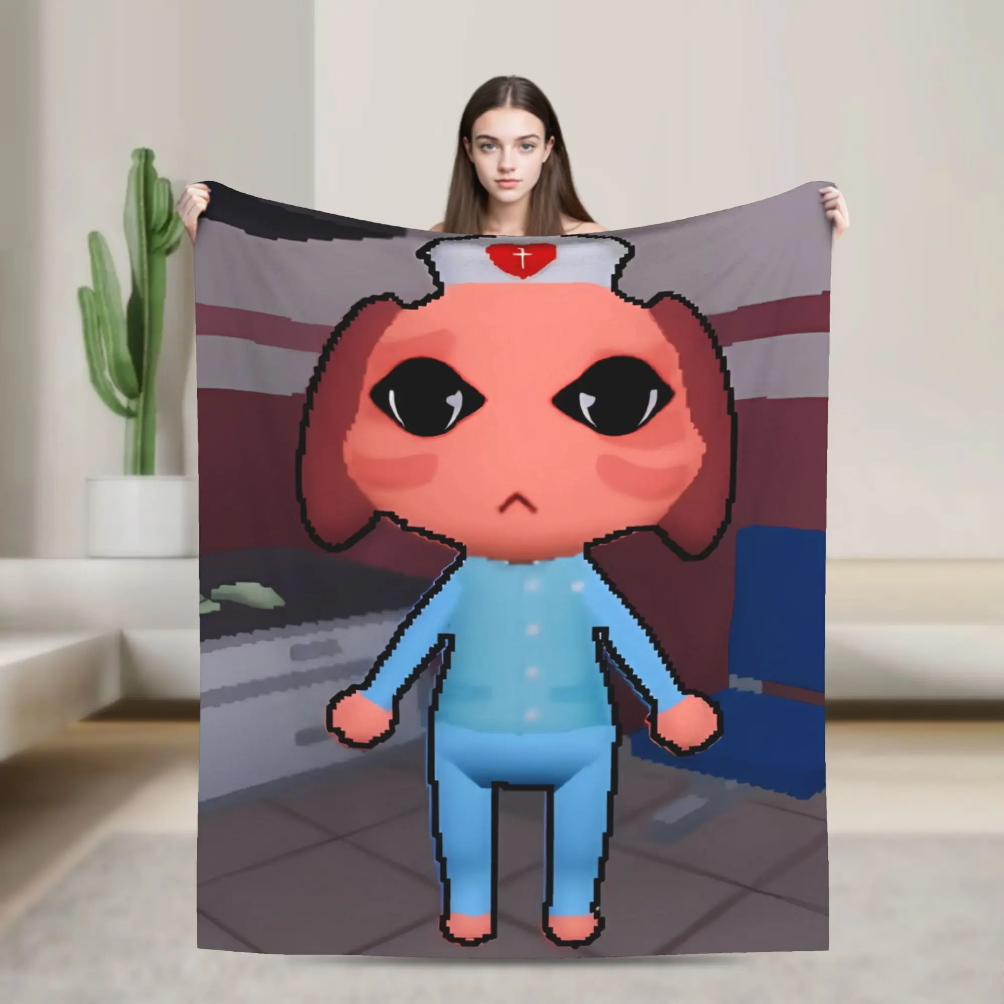 Animal Hospital Nurse Dog Standing Cartoon Blanket Flannel Throw Blanket For Outdoor Super Warm Customized Bedspread Gift