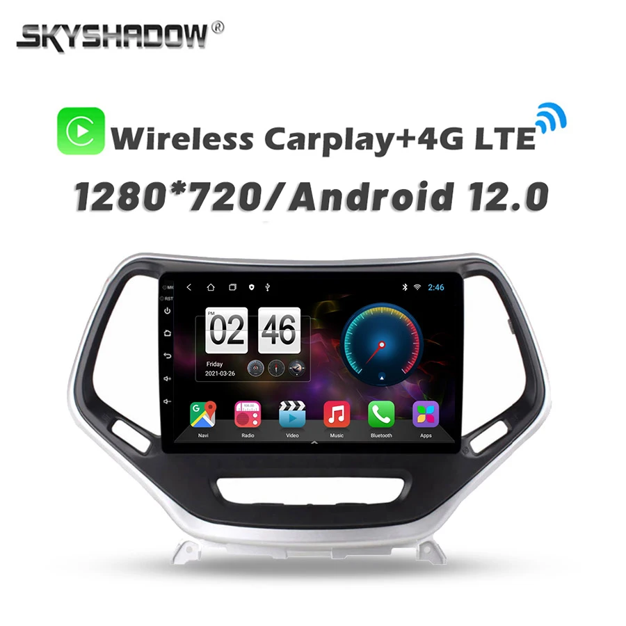 720P 360 Camera 4G SIM Carplay Auto 8G+256G Android 14.0 Car DVD Player GPS Map WIFI Bluetooth Radio For Jeep Cherokee 2014-2017