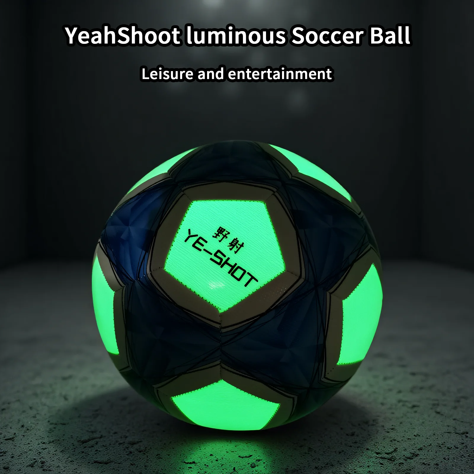 Balón de Fútbol Brillante en la Oscuridad, Talla 5 - Balón de Fútbol Holográfico Reflectante, Material de PU Duradero, Efecto Luminoso Profesional