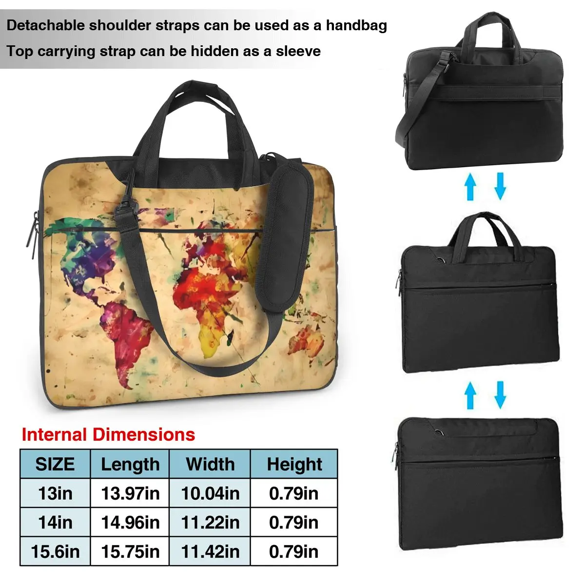 Old World Map Laptop Sleeve Bag Retro Aesthetics For Macbook Air HP Huawei 13 14 15 Briefcase Bag Shockproof Cute Computer Case